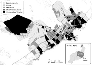 Ejemplo de mapa de ocupación del suelo de un área turística de litoral (Costa Teguise, Lanzarote)