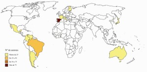 Número de autores por país de procedencia